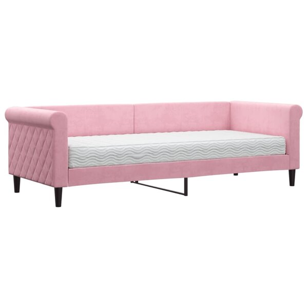 vidaXL Lit de jour avec matelas rose 80x200 cm velours