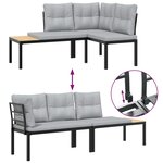 vidaXL Ensemble de banc de jardin avec coussins 4 Pièces noir