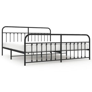 vidaXL Cadre de lit métal sans matelas avec pied de lit noir 193x203cm