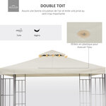 Toile de toit de rechange pour pavillon tonnelle tente 3x3m crème