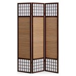 Paravent bois 3 pièces marron bambou pliable
