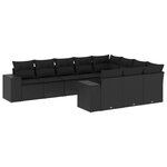 vidaXL Salon de jardin 10 Pièces avec coussins noir résine tressée