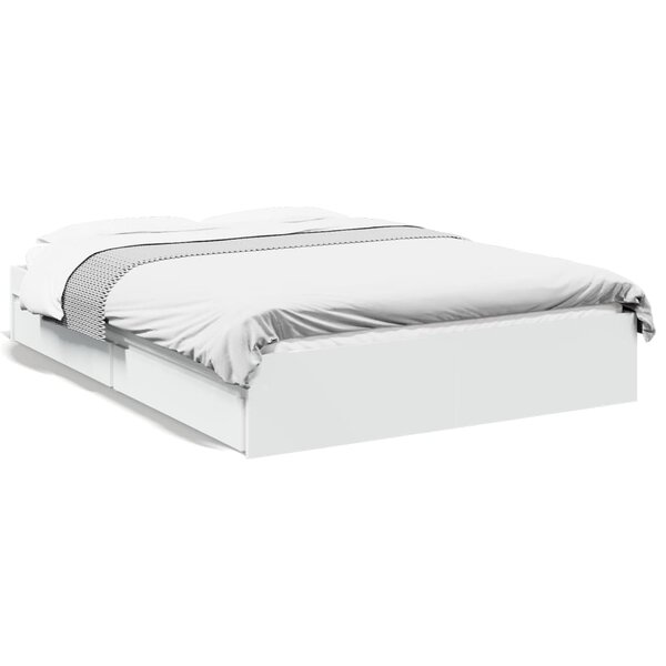 vidaXL Cadre de lit avec tiroirs sans matelas blanc 140x190 cm