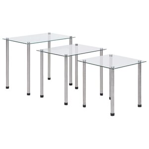 vidaXL Tables gigognes 3 Pièces Transparent Verre trempé