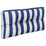 vidaXL Coussin de palette rayures bleues et blanches 80x40x12 cm tissu