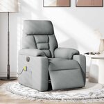 vidaXL Fauteuil de massage inclinable électrique gris clair tissu
