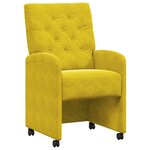 vidaXL Chaises de Salle à Manger avec Roues 2 pc Velours Jaune