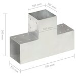 vidaXL Connecteurs de poteau 4Pièces Forme en T Métal galvanisé 101x101mm