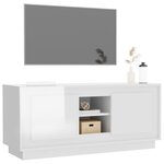 vidaXL Meuble TV blanc brillant 102x35x45 cm bois d'ingénierie