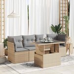 vidaXL Salon de jardin avec coussins 5 Pièces beige résine tressée
