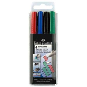 Marqueur cd/dvd multimark nonpermanent s étui de 4 faber-castell