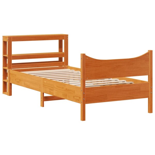 vidaXL Cadre de lit avec tête de lit cire marron 90x190 cm bois de pin