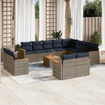 vidaXL Salon de jardin avec coussins 13 Pièces gris résine tressée