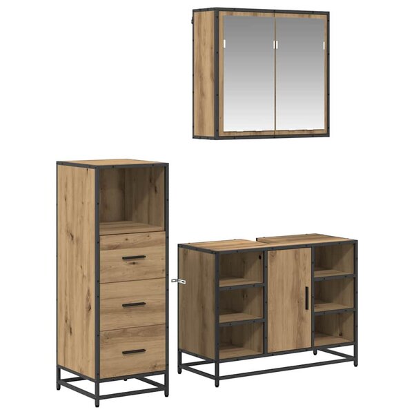 vidaXL Ensemble de mobilier de salle de bain 3 Pièces Chêne artisanal