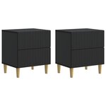 vidaXL Cabinet de chevet avec tiroir 2 Pièces Noir 43 x 34 5 x 48 cm