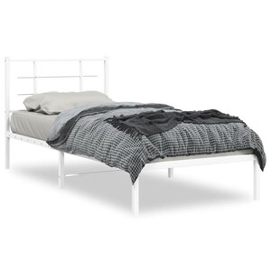 vidaXL Cadre de lit métal sans matelas avec tête de lit blanc 90x200cm