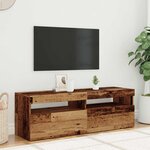 vidaXL Meuble TV avec lumières LED vieux bois bois d'ingénierie