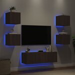 vidaXL Meuble TV muraux 5 Pièces avec lumières LED chêne marron