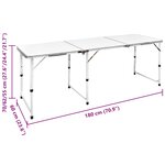 vidaXL Jeu de table pliable de camping et 6 tabourets 180x60 cm