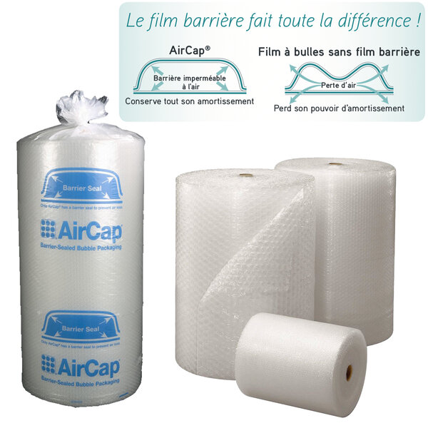 2 rouleaux de film papier bulle tricouche Aircap largeur 50 cm x longueur 50 mètres