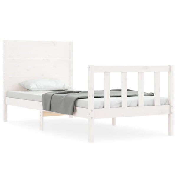 vidaXL Cadre de lit et tête de lit blanc 100x200 cm bois massif