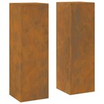vidaXL Supports de plantes d'extérieur Colonne 2 Pièces 24x24x75 cm Acier patiné