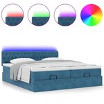 VidaXL Cadre de lit ottoman avec matelas bleu foncé 180x200 cm velours