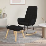 vidaXL Chaise à bascule avec repose-pied Noir Tissu