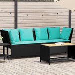 vidaXL Canapé de jardin avec coussins Noir Résine tressée