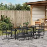 vidaXL Ensemble de salle à manger pour jardin 9 Pièces Noir