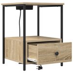 vidaXL Table de nuit avec station de chargement 2 Pièces Chêne sonoma