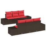 vidaXL Ensemble de canapé de jardin 7 Pièces Marron polyrotin