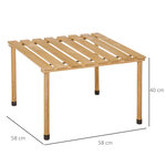 Table basse pliable de jardin camping plateau à lattes dim. 58L x 58l x 40H cm sac transport inclus bois sapin pré-huilé