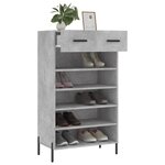 vidaXL Armoire à chaussures gris béton 60x35x105 cm bois d'ingénierie