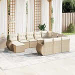 vidaXL Salon de jardin 11 Pièces avec coussins beige résine tressée