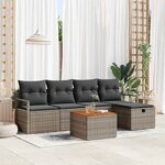 vidaXL Ensemble de canapé de jardin avec coussin 6 Pièces Gris Poly rotin
