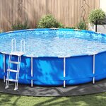 vidaXL Tapis de sol de piscine Grise claire Ø 610 cm en tissu non tissé ronde