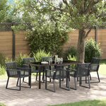 vidaXL Ensemble de salle à manger pour jardin 7 Pièces Noir Poly rotin
