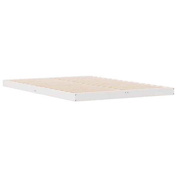 vidaXL Cadre de lit surélevé Blanc 140 x 210 cm Bois de pin massif