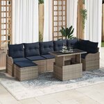 vidaXL Ensemble de canapé de jardin avec coussin 8 Pièces Gris Poly rotin