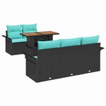 vidaXL Ensemble de canapé de jardin avec coussin 6 Pièces Noir et bleu
