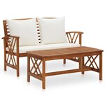 vidaXL Salon de jardin 2 Pièces avec coussins bois d'acacia solide