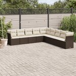 vidaXL Salon de jardin avec coussins 9 Pièces marron résine tressée