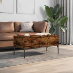 vidaXL Table basse chêne fumé 100x50x45 cm bois d'ingénierie et métal