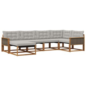 vidaXL Ensemble de canapés d'extérieur 6 Pièces Naturel et gris clair