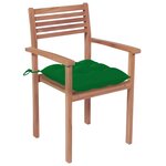 vidaXL Chaises de jardin 4 Pièces avec coussins vert Bois de teck solide