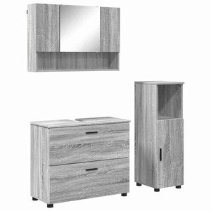 vidaXL Ensemble de mobilier de salle de bain 3 Pièces Sonoma gris