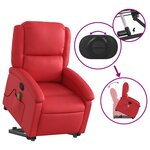 vidaXL Fauteuil inclinable de massage Rouge Similicuir
