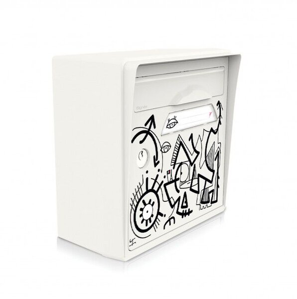 Boîte aux lettres compacte blanche-artiste[VanLuc] – "Vache de France" – fabriquée en France – en résine – ne rouille pas – porte interchangeable