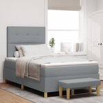 Lit à ressort box vidaXL avec matelas et banc Gris clair 120x200 cm en tissu